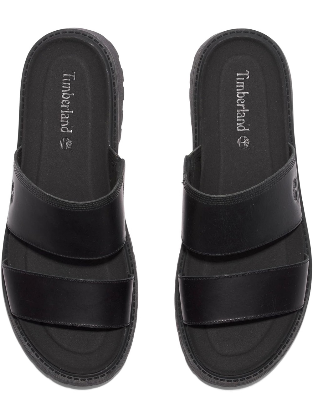 Timberland Black Dual-Strap Platform Slide Sandals